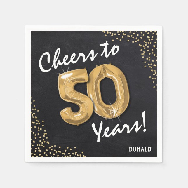 Cheers to the 50 Years! 50th Birthday Napkin (Front)