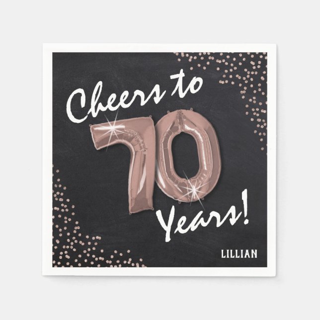 Cheers to the 70 Years! 70th Birthday Napkin (Front)