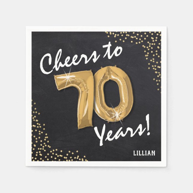 Cheers to the 70 Years! 70th Birthday Napkin (Front)