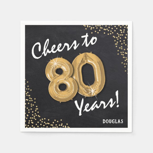 Cheers to the 80 Years! 80th Birthday Napkin (Front)