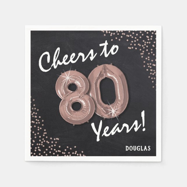 Cheers to the 80 Years! 80th Birthday Napkin (Front)