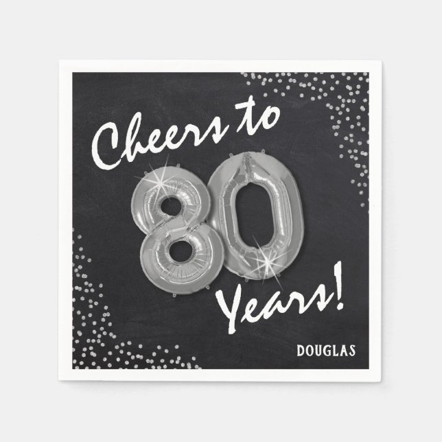 Cheers to the 80 Years! 80th Birthday Napkin (Front)