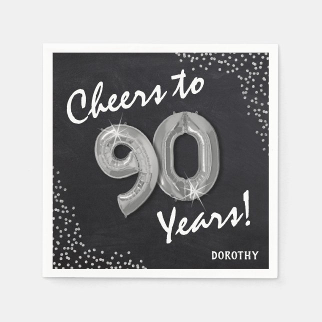 Cheers to the 90 Years! 90th Birthday Napkin (Front)