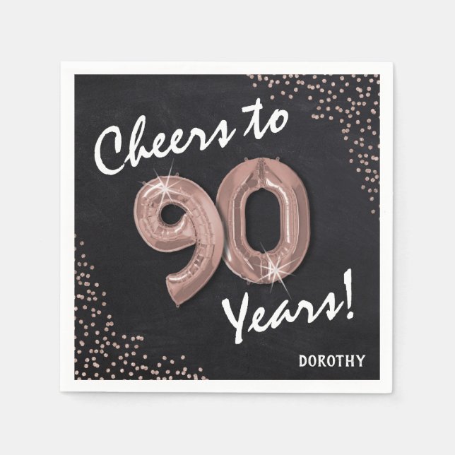 Cheers to the 90 Years! 90th Birthday Napkin (Front)