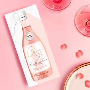 Cheers To the Birthday Girl Pink Rosé Wine Bottle Invitation