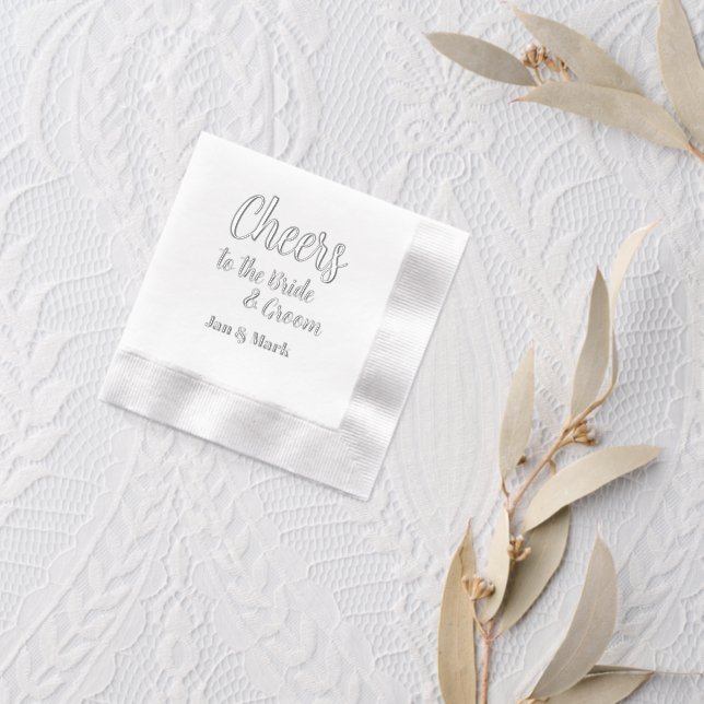Cheers to the Bride and Groom Names Wedding Foil Napkins (Insitu (wedding 2))