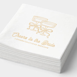 Cheers to the Bride Coquette Bow Gold Foil Napkins