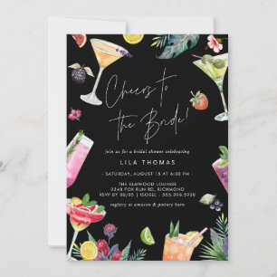 Cheers to the Bride   Cute Cocktails Bridal Shower Invitation