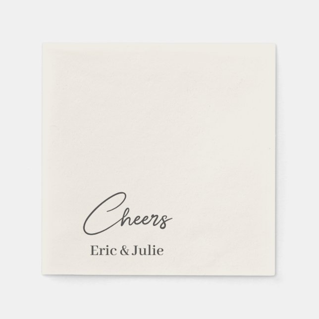 Cheers to the Bride & Groom Cocktail Paper Napkin (Front)