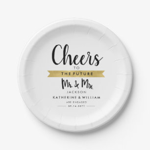 Cheers To The Future Mr and Mrs Elegant Custom Paper Plate