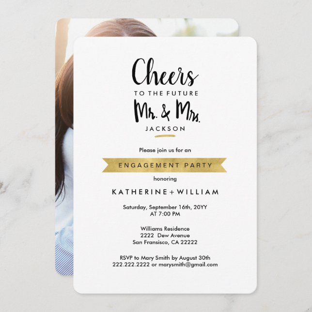 Cheers to The Future Mr and Mrs Engagement Party Invitation (Front/Back)