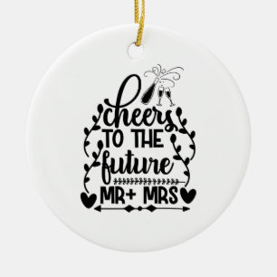 Cheers To The Future Mr + Mrs Ceramic Tree Decoration