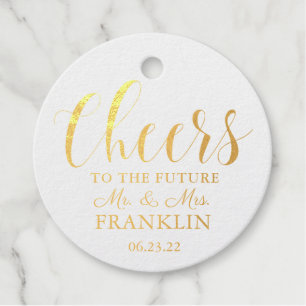 Cheers to the Future Mr & Mrs REAL FOIL Champagne Favour Tags