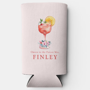 Cheers to the Future Mrs. Blush Pink Bridal Shower Seltzer Can Cooler