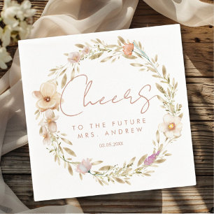 Cheers, to the future Mrs.! Boho, flower Napkin
