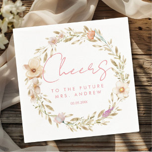Cheers, to the future Mrs.! Boho, flower Napkin