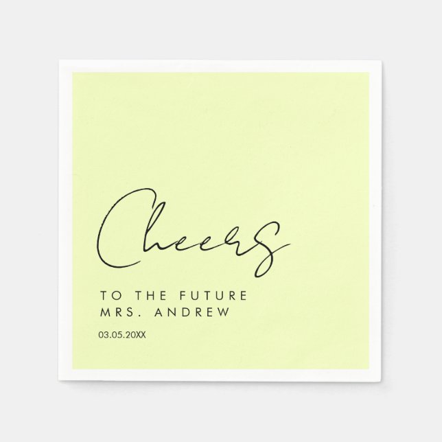 Cheers, to the future Mrs.! Modern, minimalist Napkin (Front)