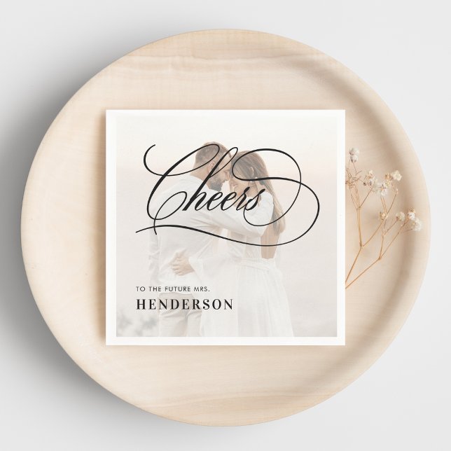 Cheers to the Future Mrs. Photo Bridal Shower Napkin (Creator Uploaded)