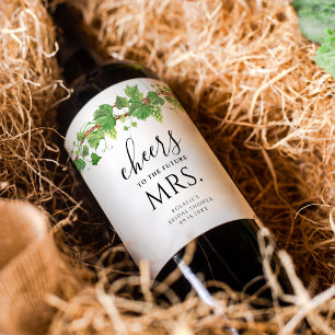 Cheers To The Future Mrs. Wine Bridal Shower Label