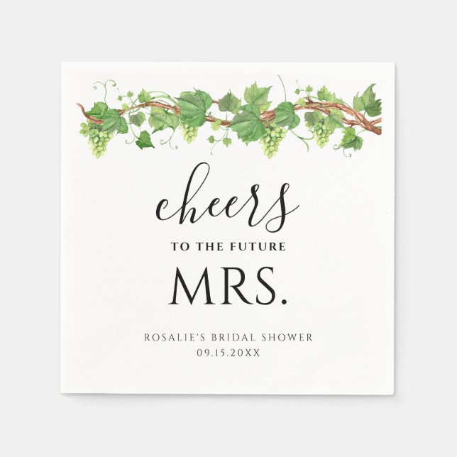 Cheers To The Future Mrs. Winery Bridal Shower Napkin (Front)