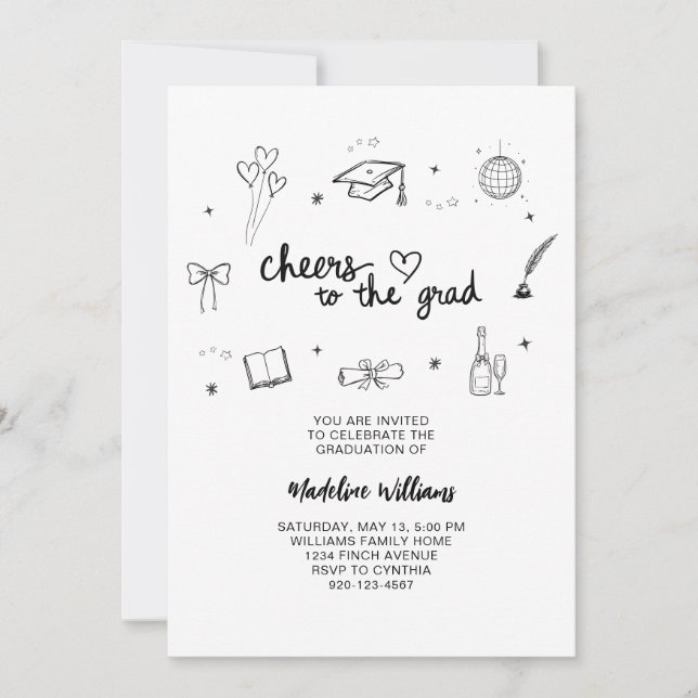 Cheers to the Grad Graduation Invitation (Front)