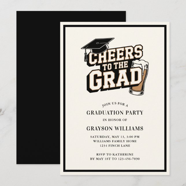 Cheers to the Grad Graduation Party Invitation (Front/Back)