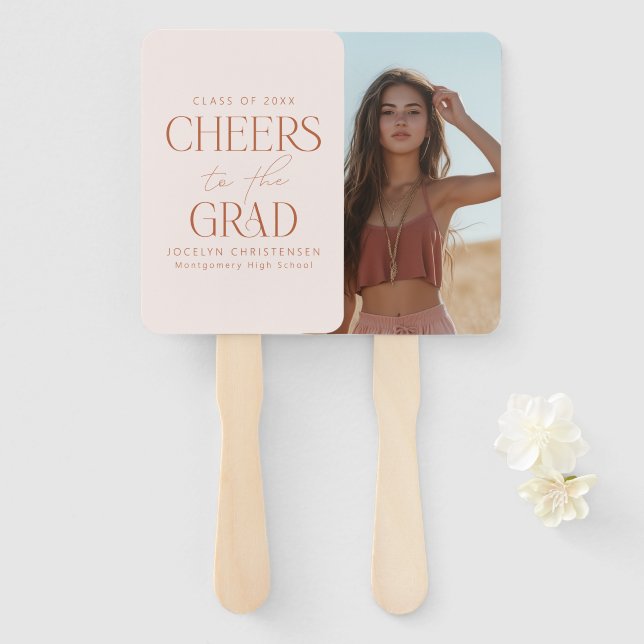 Cheers to the Grad Personalised Photo Graduation Hand Fan (Front and Back)