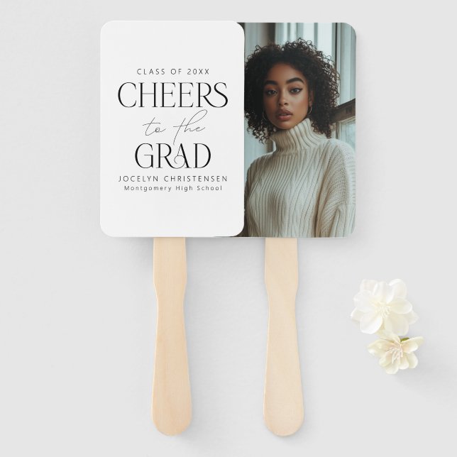 Cheers to the Grad Personalised Photo Graduation Hand Fan (Front and Back)