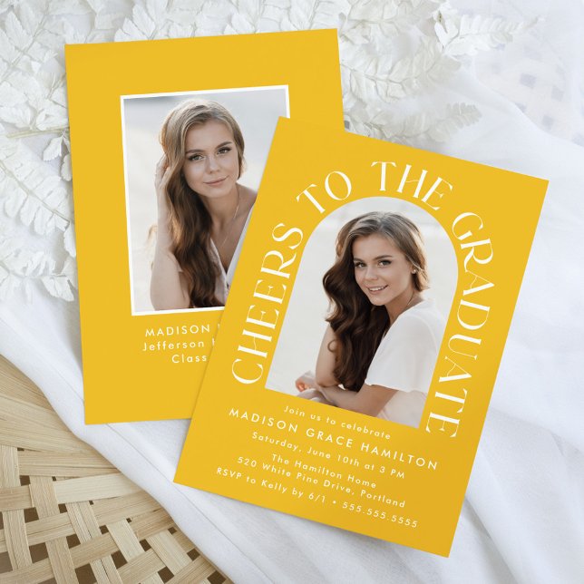 Cheers to the Graduate Arch Photo Graduation Party Invitation (Creator Uploaded)