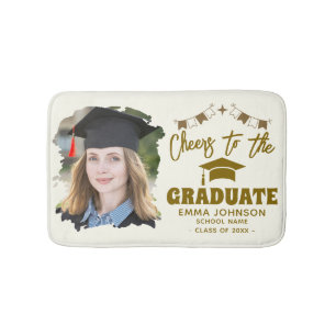 Cheers to the Graduate Custom Photo Name Family Bath Mat