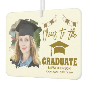Cheers to the Graduate Custom Photo Name Family Car Air Freshener