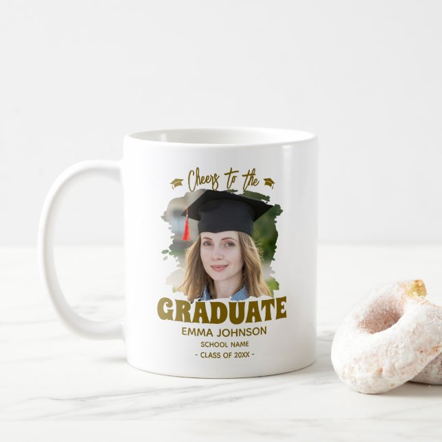 Cheers to the Graduate Custom Photo Name Family Coffee Mug (With Donut)
