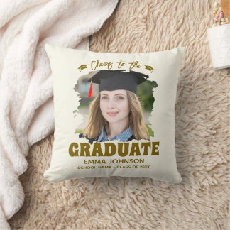 Cheers to the Graduate Custom Photo Name Family Cushion