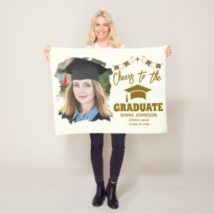 Cheers to the Graduate Custom Photo Name Family Fleece Blanket