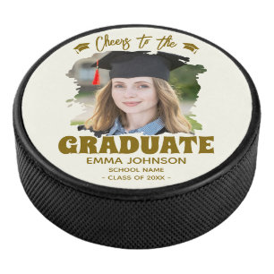 Cheers to the Graduate Custom Photo Name Family Hockey Puck