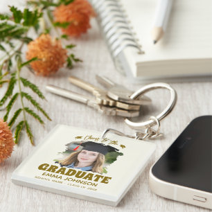 Cheers to the Graduate Custom Photo Name Family Key Ring