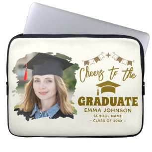 Cheers to the Graduate Custom Photo Name Family Laptop Sleeve
