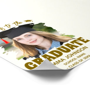 Cheers to the Graduate Custom Photo Name Family Poster