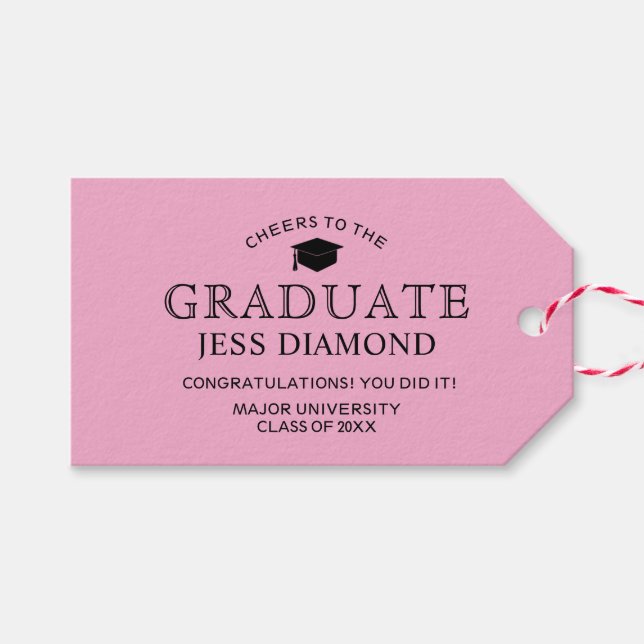 Cheers to the Graduate Gift Tag (pink) (Front (Horizontal))