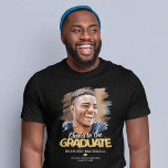 Cheers to the Graduate Photo T-Shirt<br><div class="desc">Personalised graduation day t-shirts featuring the saying "cheers to the graduate" using gold hellium balloons,  a photo of the grad,  a mortarboard cap,  their name,  school and class year.</div>