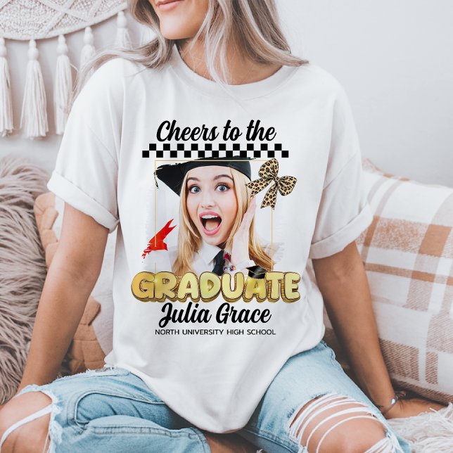 Cheers to the Graduate White Custom Photo T-Shirt (Creator Uploaded)