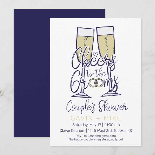 Cheers to the Grooms Couples Wedding Shower Invitation (Front/Back)