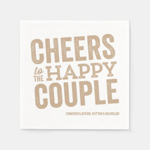 Cheers to the happy couple neutral wedding napkin