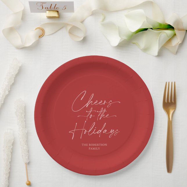 Cheers to the Holidays Festive Paper Plate (Wedding)