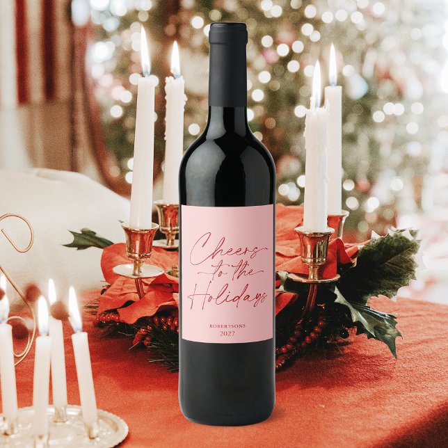 Cheers to the Holidays Personalised Wine Bottle Wine Label (Creator Uploaded)