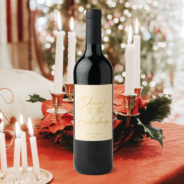 Cheers to the Holidays Personalised Wine Bottle Wine Label (Creator Uploaded)