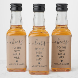 Cheers to the New Mr and Mrs Wedding Liquor Bottle Label