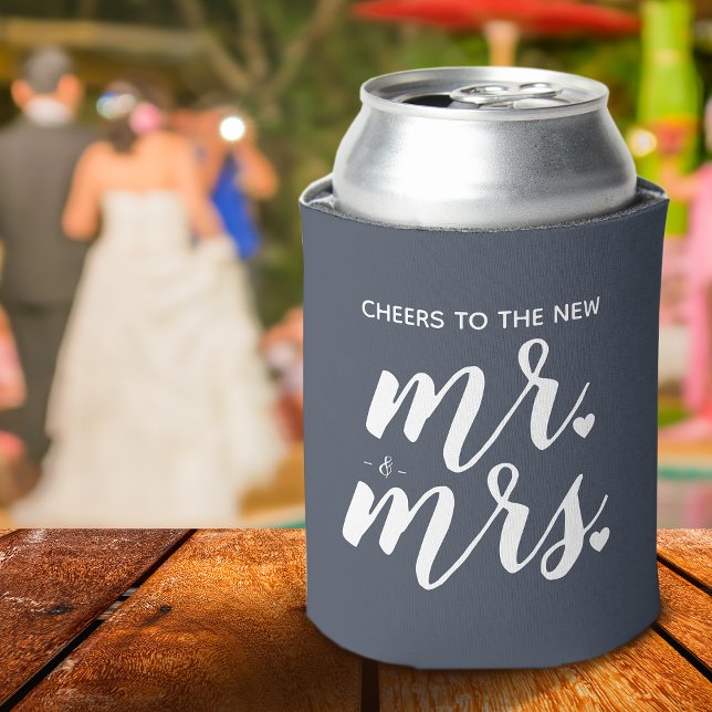 Cheers To The New Mr. & Mrs. Wedding Can Cooler (Cheers To The New Mr. & Mrs. Wedding Can Cooler)