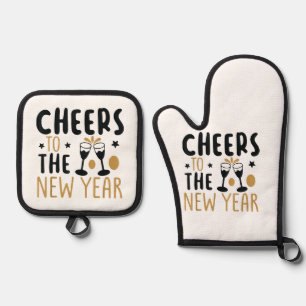 Cheers To The New Year 2025 Countdown Wine Drinkin Oven Mitt & Pot Holder Set