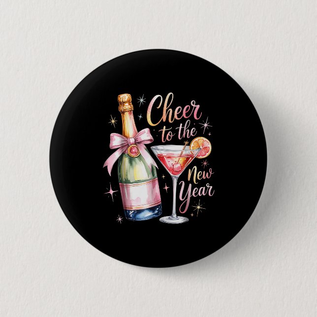 Cheers To The New Year 2026 Champagne New Years Ev 6 Cm Round Badge (Front)
